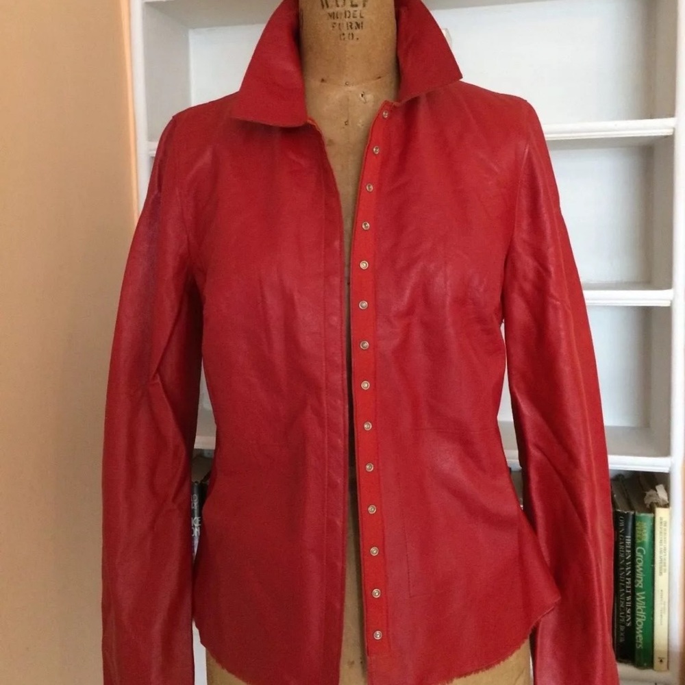 ROZAE NICHOLS RED LEATHER SHIRT / JACKET
